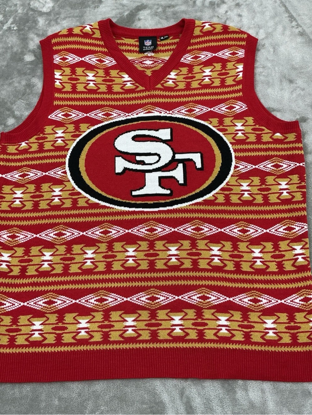 NFL Team Apparel San Francisco 49ers Football Knit Vest Men’s XXL all over print